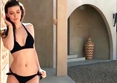 Glamorous Canadian babe Muirina Fae gives a sensual striptease outdoor