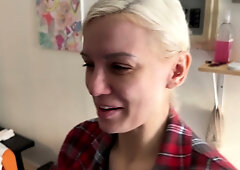 American blonde Kenzie Taylor rides hard in her wild Porndude casting audition