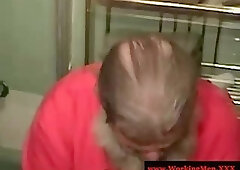 Straight fat redneck takes a shower