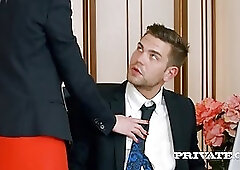 Sexy blonde secretary in a mini skirt, Aria got down and dirty with her handsome boss