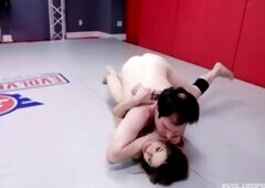 Vanessa Vega vs Marcelo - Will He Lose And Get Pegged? Hot Nude Wrestling Match