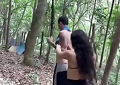 3some on forest trail