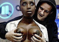 Black African Ebony Girl Freeze Fucked & Creampied By Creep Burglar - Interracial Time Stop Fetish