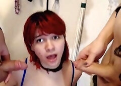 Threesome oral pleasure with ladyboys, females, and steamy rimjobs