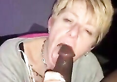 Blond granny indeed likes to suck BBC