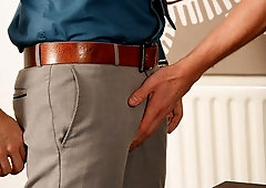 Real-life coworkers wind up fucking on a big black desk