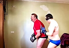 Fighting, slave bear, wrestling gordos gays