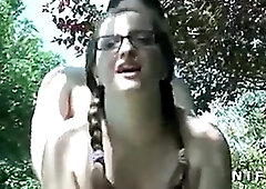 Bulky french teen sodomized in doggy style outdoor