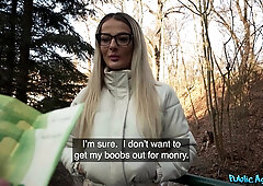 Quickie for Cash from Public Agent - Hot Teacher, Hot Fuck: Blonde Nerd in Glasses Maddy Black Dicked by Martin Gun Outdoors