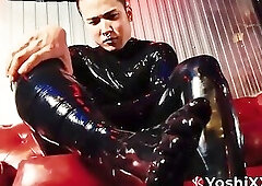 Spandex suit is just perfect for a submissive Japanese bottom Yoshi Kawasaki