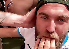 Outdoor swimming pool gangbang