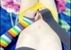 Cute femboy has steamy masturbation session in various outfits