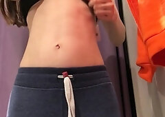Bikini try on in the changing room