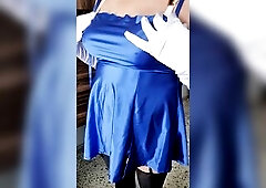 My Fresh Blue Satin Costume, Fitted and Hawt