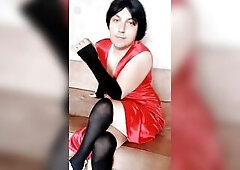 Red Suit Alluring Hips Crossdresser