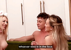 Blonde beauty shares sensual threesome with intense passionate heat