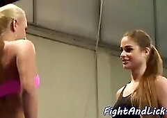 Euro teenagers wrestling before lesbiansex