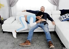 The hot Sybil is mid-oral pleasure on her boyfriend (Scott Nails) when her fitness coach Tiffany Watson shows up for an at-home workout session.The se