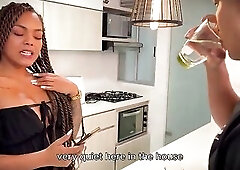 Sexy black mother I'd like to fuck bangs her spouse's most excellent ally with her biggest bazookas