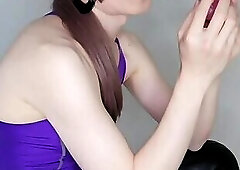Japanese sissy dildo lick tease