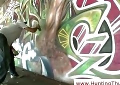 Guys make grafitti of a big angry penis