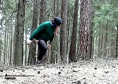 Tgirl fetishist striptease in the forest