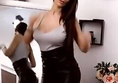 Brunette Teases Pussy with Dildo on Webcam