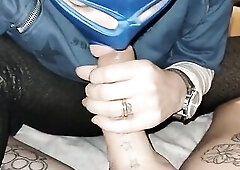 CUCKOLD SPOUSE LICKS CUM FROM FEET AND SUCKS FINGERS