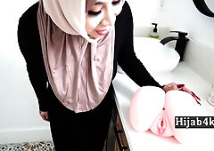 Curvy Iranian woman in hijab embraces intimacy with her lover