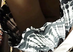 Attractive amateur babes voyeur upskirt in a public store