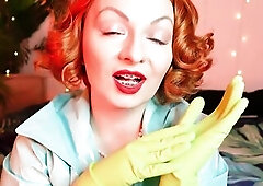 green gloves - household latex gloves fetish - ASMR episode free fetish movie