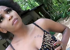 Horny black teen swallowed huge dick