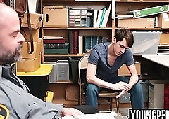 Straight perp gets detained and anal banged by Officer