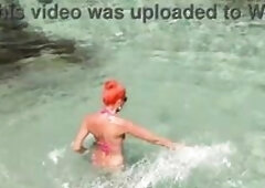 Pink bikini in a glamorous bay