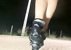 A immodest stud banging a bitch's butt in the street.