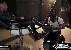 Hairy Man Barber Bred By Leather Stepdad - Tryp Bates, Greg Dixxon