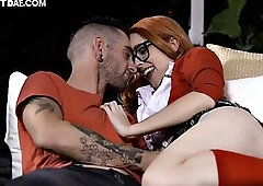 21 year old redhead slut ravaged by huge cock in her wet pussy