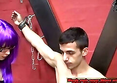 GERMAN BDSM - Domina makes CBT and dominates her slaves