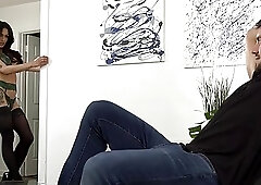 Busty shemale Eva Maxim tied up and anal