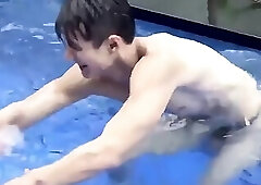 Two Handsome Guys Exercise Naked American