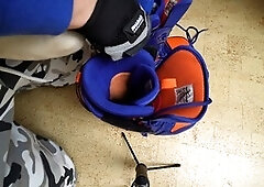 Gay stomping boots, snowboarder, cum on boots