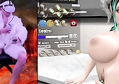 Banging a succubus in VR game "Succubus' Helping Hand". Interactive game in virtual reality
