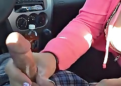 perfect cum on tits in the car