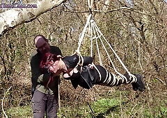 Shibari Suspended Girl; Bound In A Public Forest! - Verified Amateurs