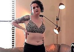 Horny solo tgirl plays with her new pussy