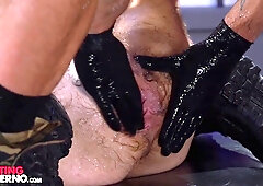 Grizzly Ashley Rider Spitroasted By Harnessed Jocks