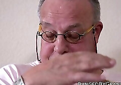 Ugly and fat grandpa fucks tight and beautiful babe doggy