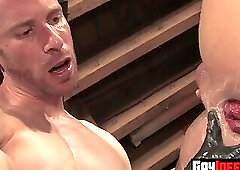 Hunk rips big guys crack and fistfucks him hardcore