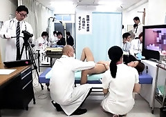 Lovely Asian wife gets her hairy pussy carefully examined