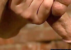 Sweaty Worker jacking in the basement